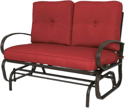 Cozy Rocking Glider Loveseat, Sturdy Frame & Cushioned Seats