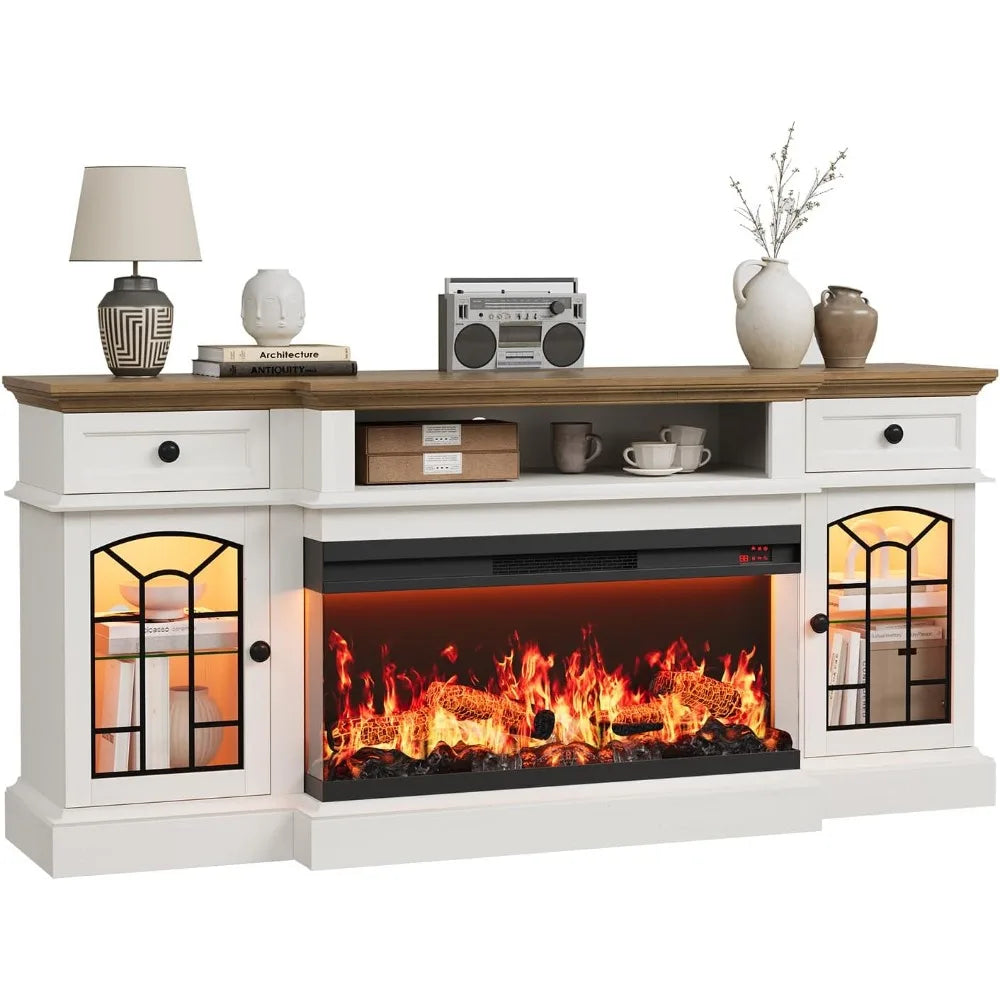 Farmhouse Fireplace TV Stand up to 80" TV