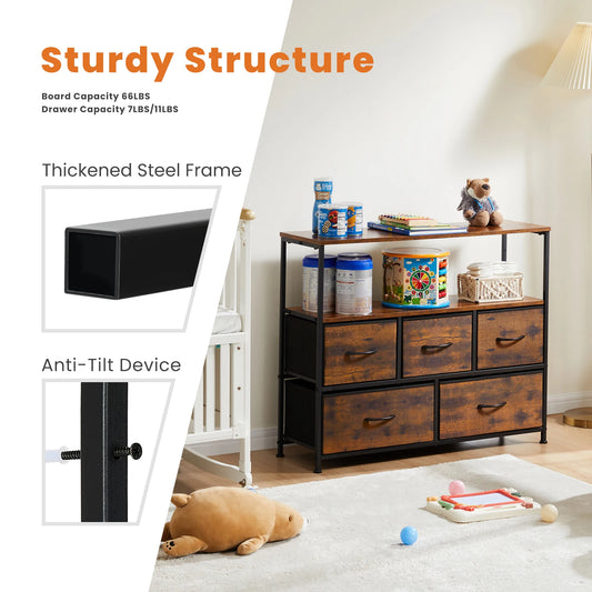 Multilayer Shoe Rack Dresser With 5 Drawers