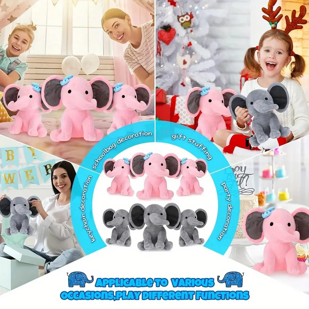 6 Pieces Stuffed Elephants, Soft, Cute