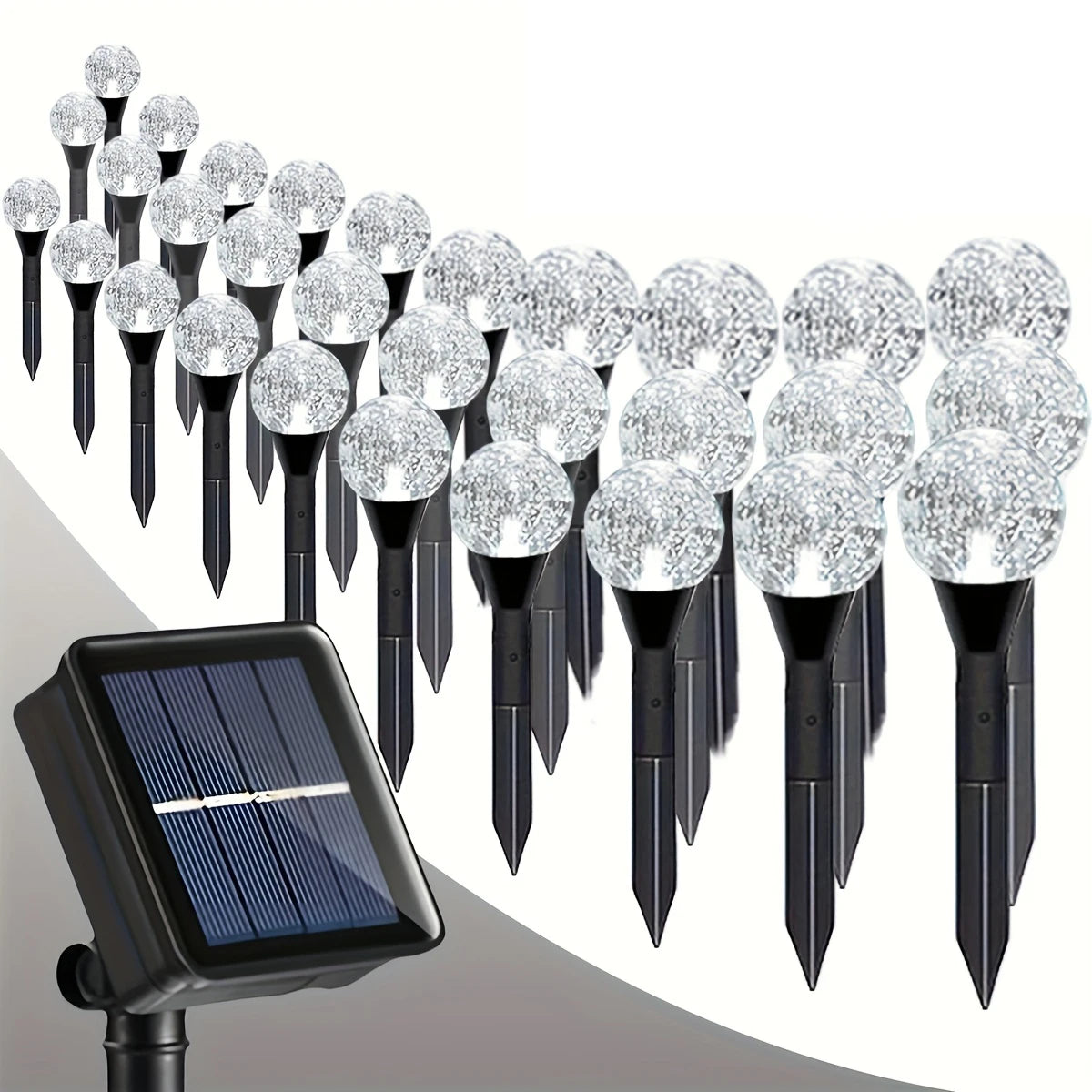 30-Piece Outdoor Solar Crystal Ball String Lights, w/8 Lighting Modes & Sensor Switch
