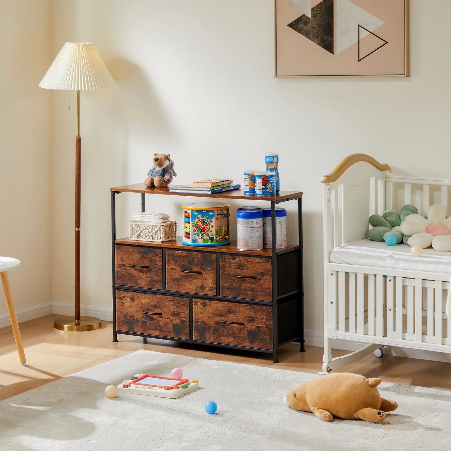 Multilayer Shoe Rack Dresser With 5 Drawers