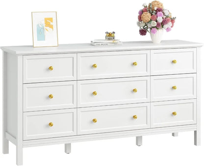 Modern Black Bedroom Set with 6-Drawer Dresser and Nightstands