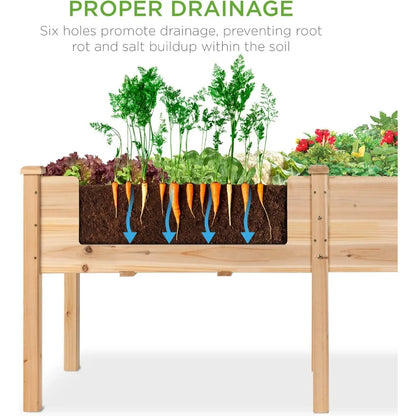 72x23x30in Elevated Wood Planter Box Stand for Backyard, Patio