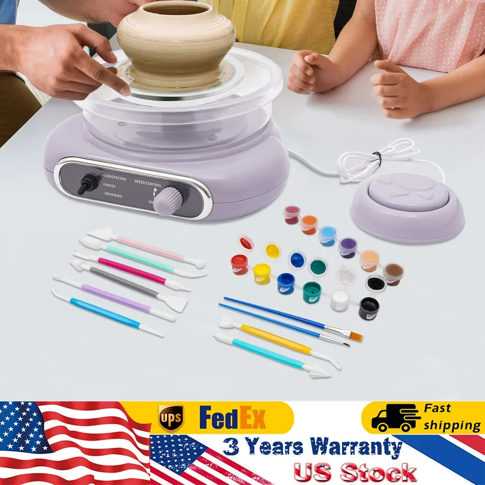 Professional Electric Pottery Wheel Kit-4.7"Turntable w/8 Sculpting Tools