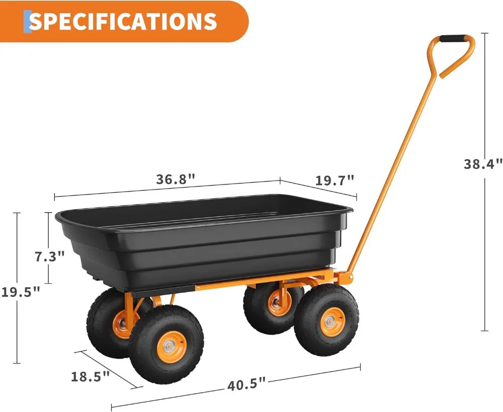 Heavy Duty Garden Cart 600lb Capacity