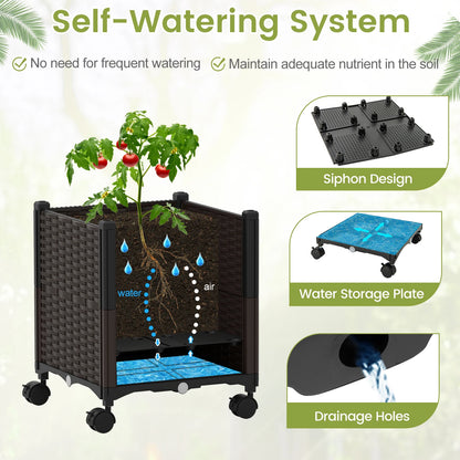 87" Tall Raised Garden Bed w/ Plant Box & Trellis Lockable Wheels