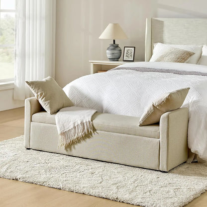 Modern Storage Bench with Throw Pillows