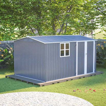 XL Heavy-Duty Steel Storage Shed w/Window & Hinged Door