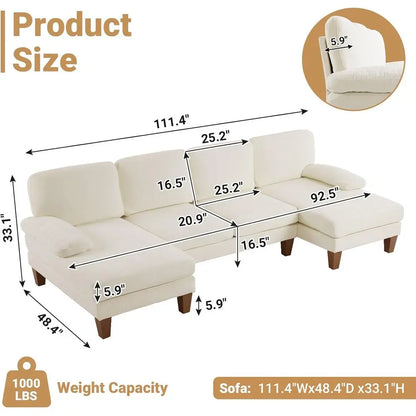 Sectional U-Shaped Sofa with Double Chaise