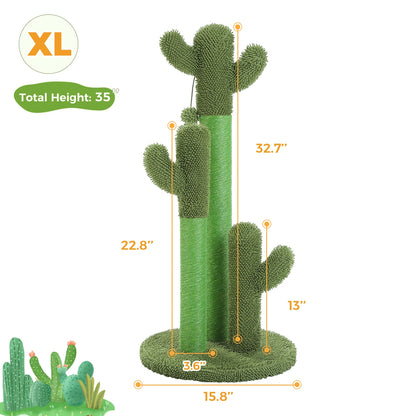 Small Cactus Cat Tree with Condo, Hammock & Dangling Ball