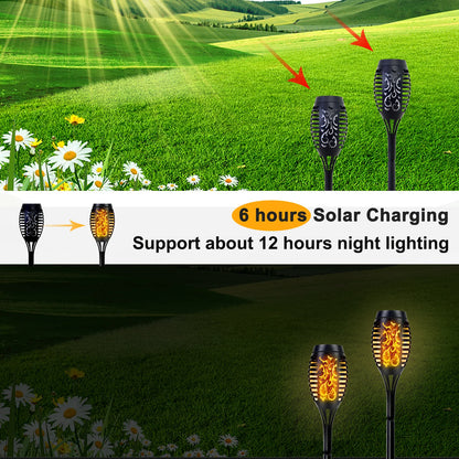 Waterproof Outdoor LED Solar Torch Lights w/Flickering Flame