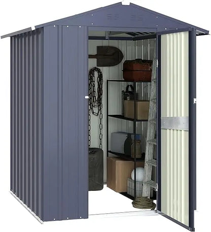 4 x 4 FT Galvanized Metal Garden Tool Shed