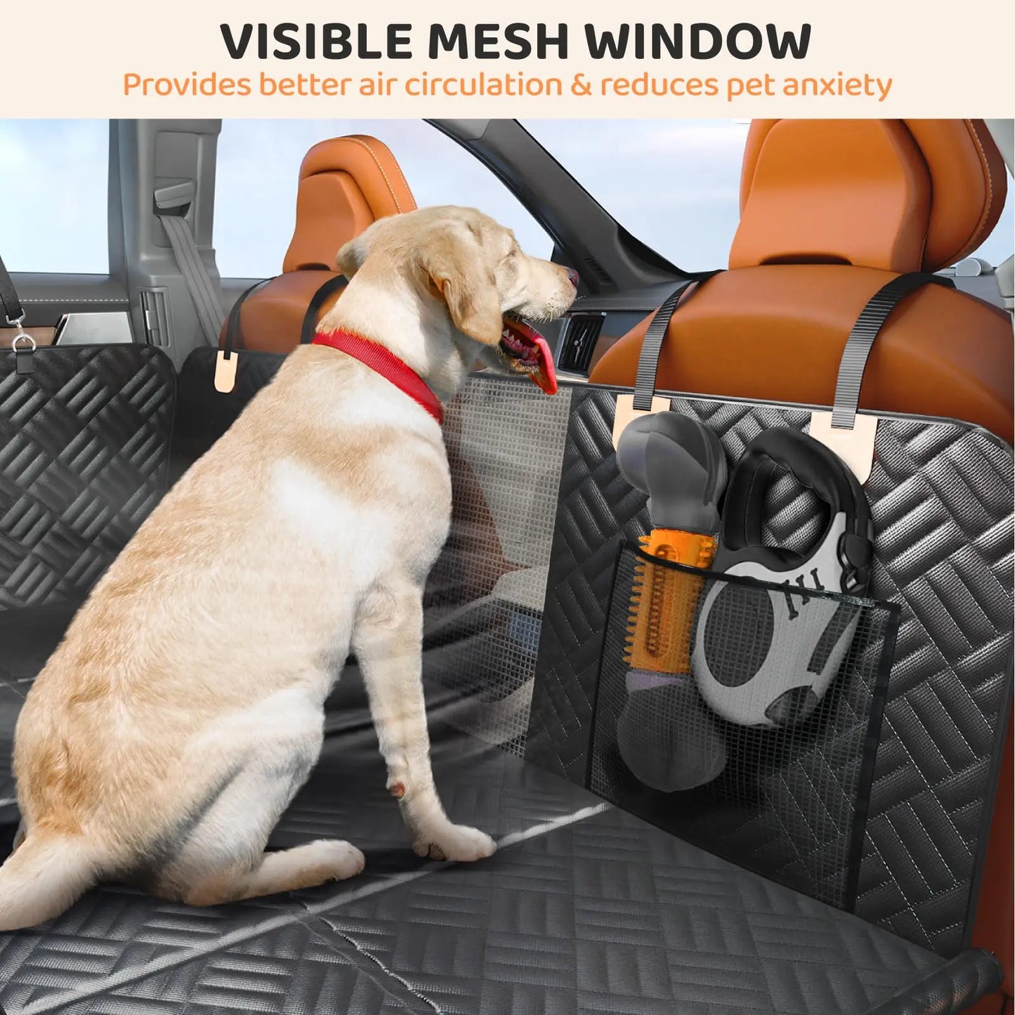 Rear Car Seat Cover for Dogs, Hard Bottom , Load-Bearing 400lbs