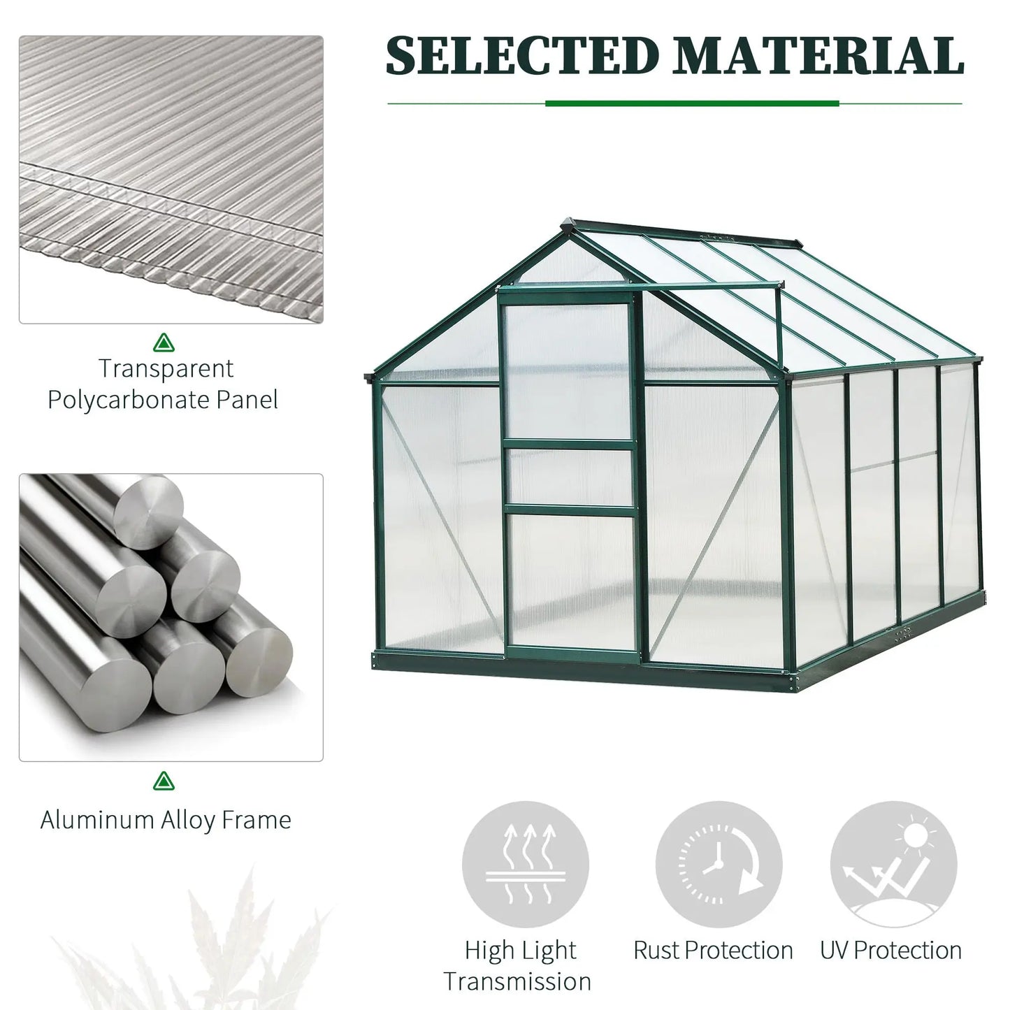 6' X 8' X 7 Aluminum Frame Walk-In Greenhouse