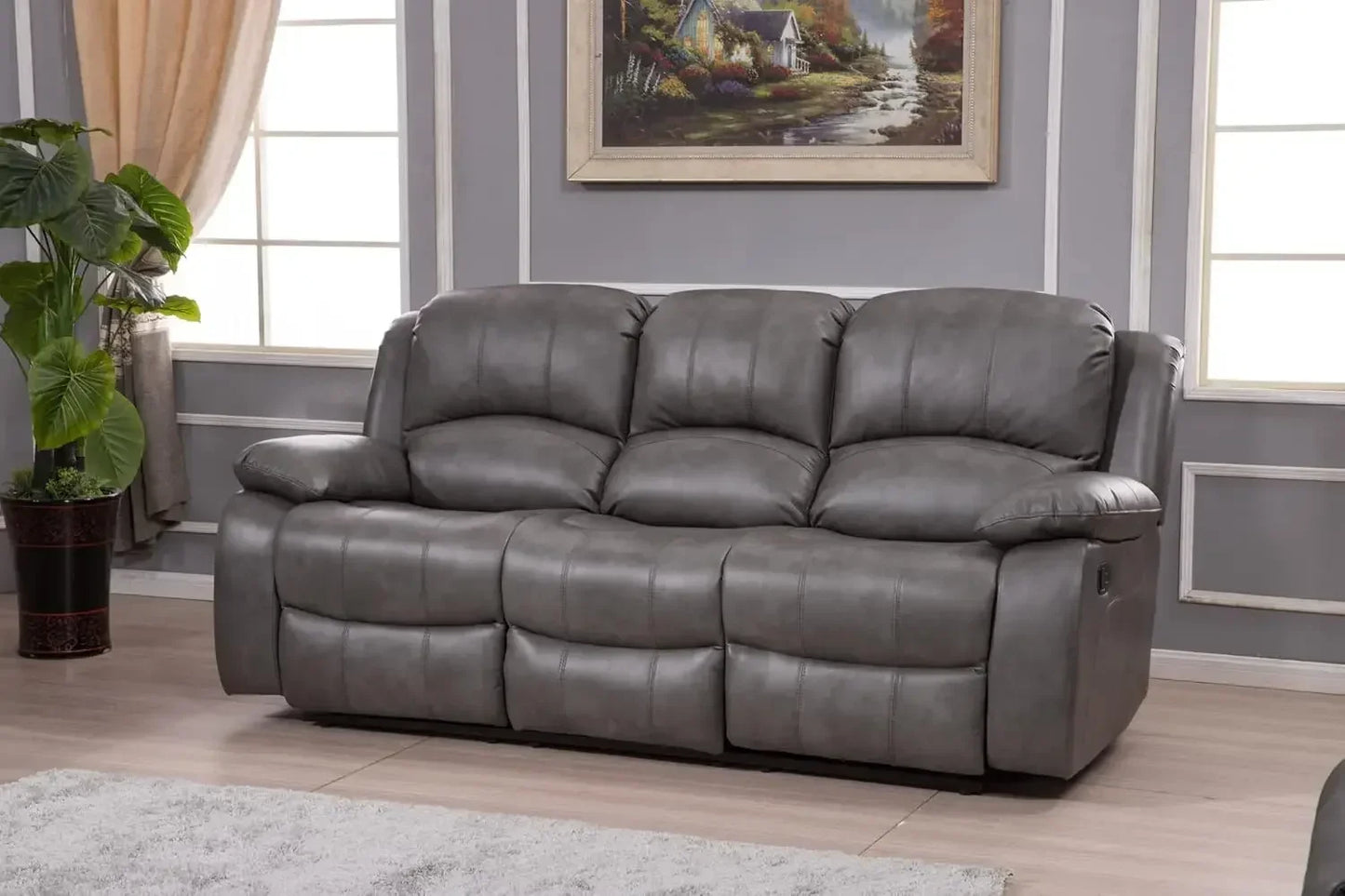 2PC Leather Air Reclining Sofa Loveseat Set