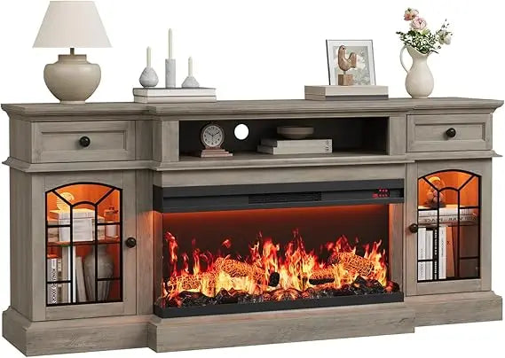 Farmhouse Fireplace TV Stand up to 80" TV