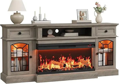 Farmhouse Fireplace TV Stand up to 80" TV
