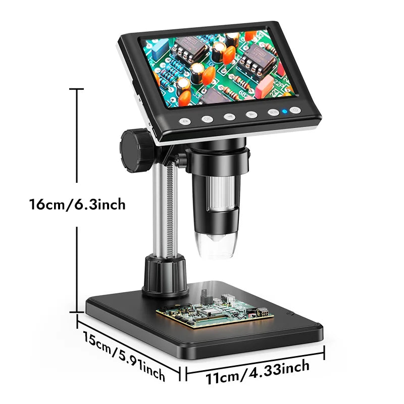 4.3'' Digital Microscope 1000X Coin Microscope 1080P Video Microscope With 8 LEDs