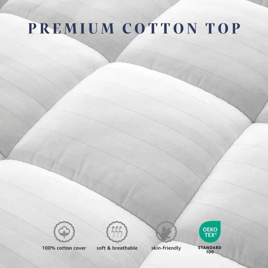 Deep Pocket Thick Mattress Pad with Breathable Cotton Cover