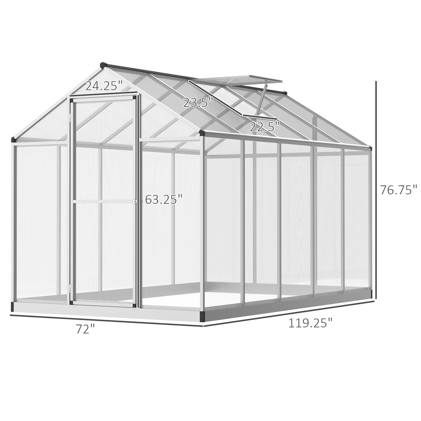 10' L X 6' W Stable Outdoor Walk-In Garden Greenhouse