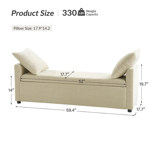 Modern Storage Bench with Throw Pillows