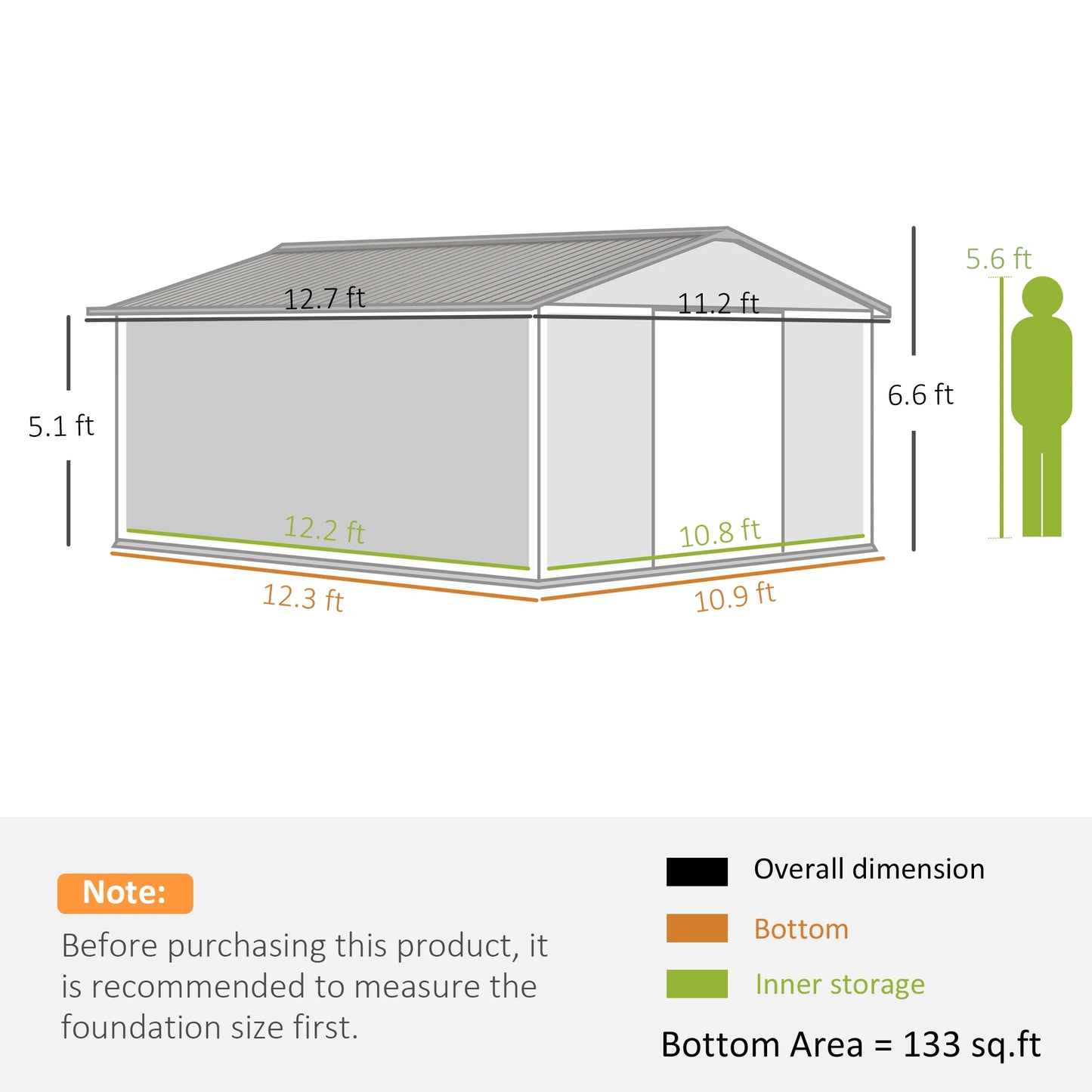 13' X 11' Steel Outdoor Utility Storage Tool Shed