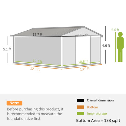 13' X 11' Steel Outdoor Utility Storage Tool Shed