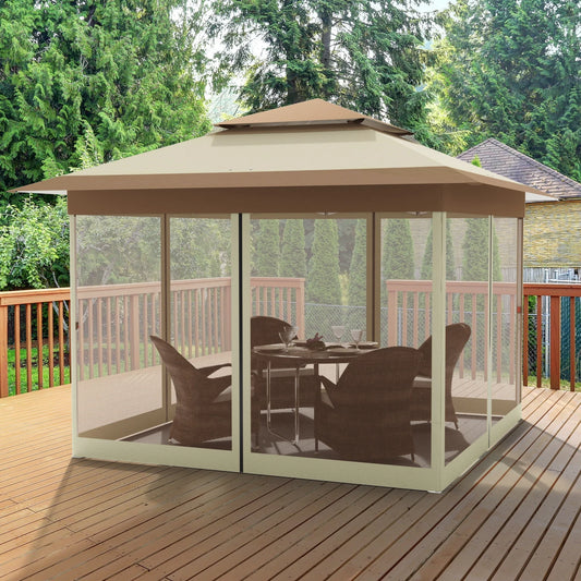 Outdoor Gazebo Canopy with 4 Detachable Mosquito Nets,