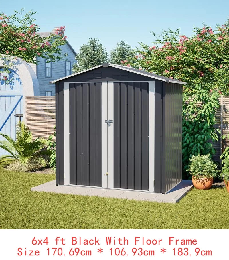 XL Heavy-Duty Steel Storage Shed w/Window & Hinged Door