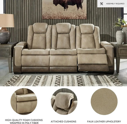 Power Reclining Sofa with Adjustable Headrest and