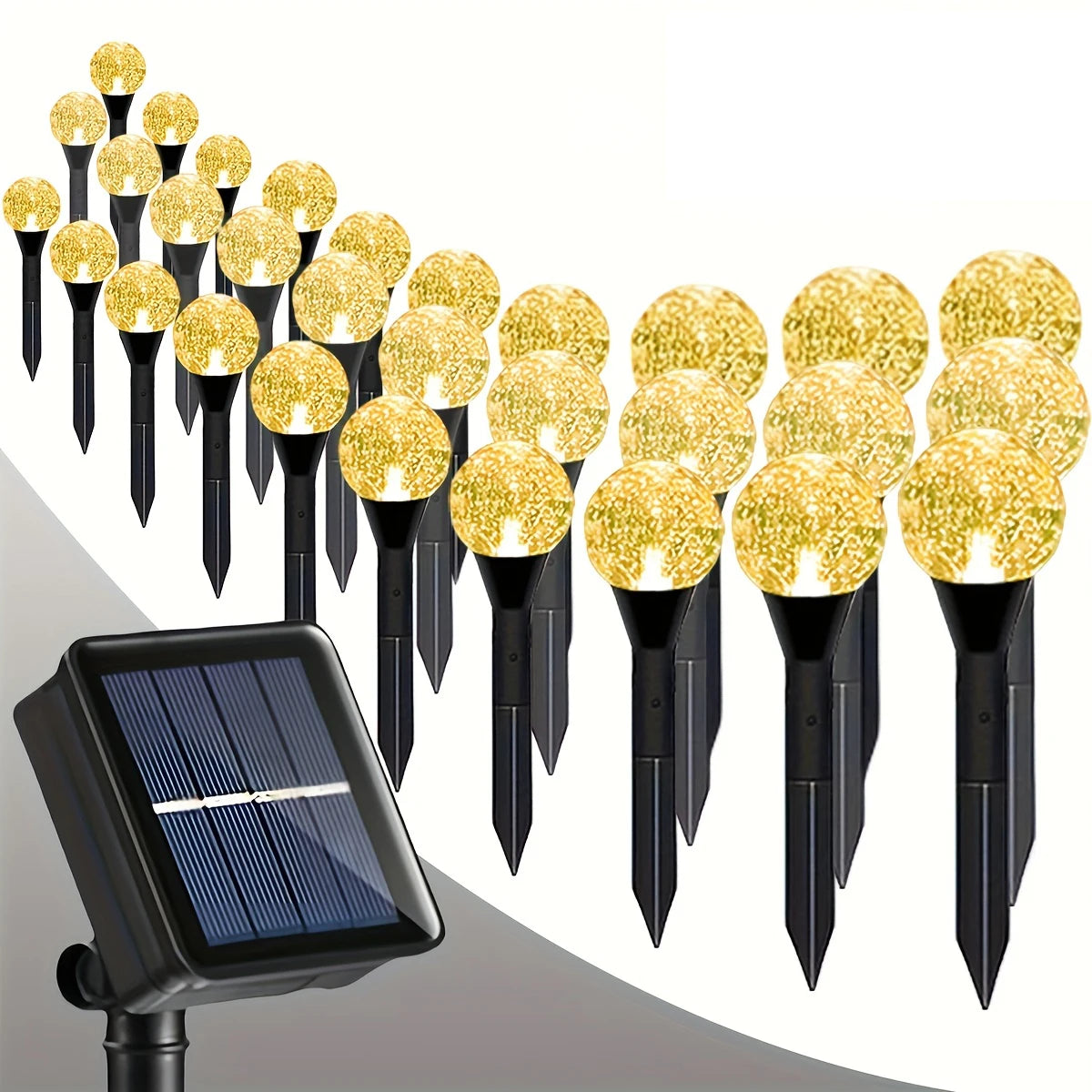 30-Piece Outdoor Solar Crystal Ball String Lights, w/8 Lighting Modes & Sensor Switch