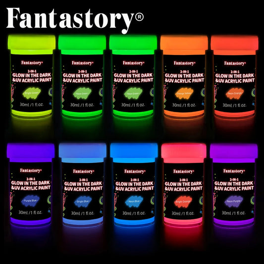 10 Neon & Glow in the Dark Acrylic Paint Set