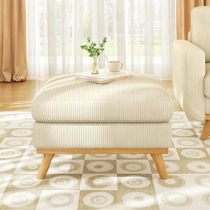 3-Seat Corduroy L-Shape Modular Sofa with Movable Ottoman,