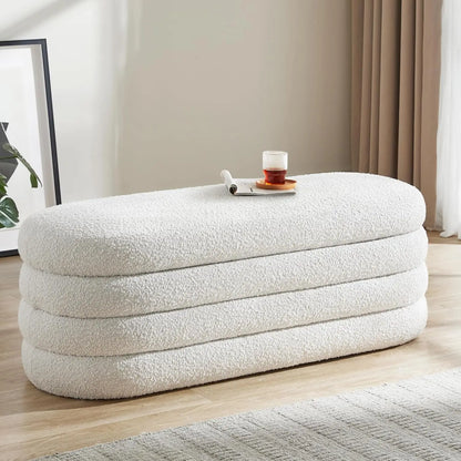 Upholstered Modern Oval Storage Ottoman Bench