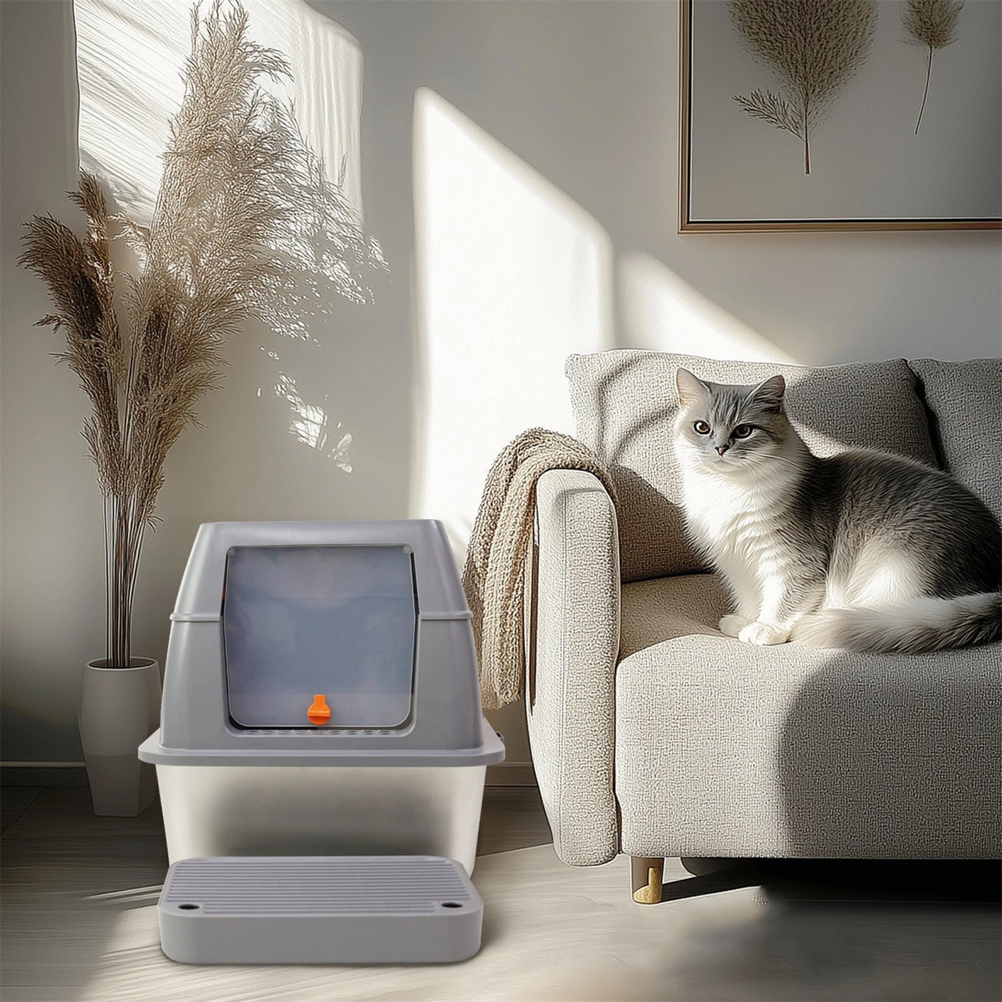 Extra Large Enclosed Stainless Steel Litter Box