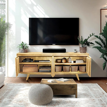 Entertainment Center w/Storage Shelves & Cable Management, TV Media Console