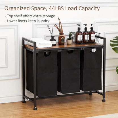 Laundry Hamper Sorter, Removable Bags & Shelf