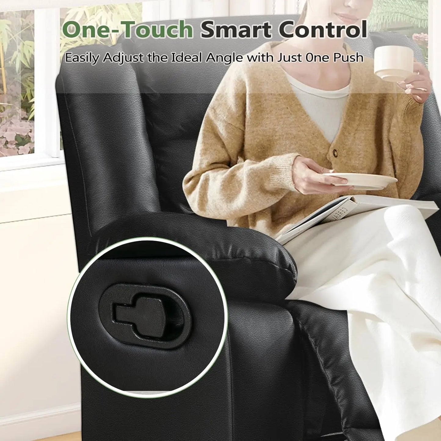 Recliner Chair Set of 2, with Overstuffed Arm and Back