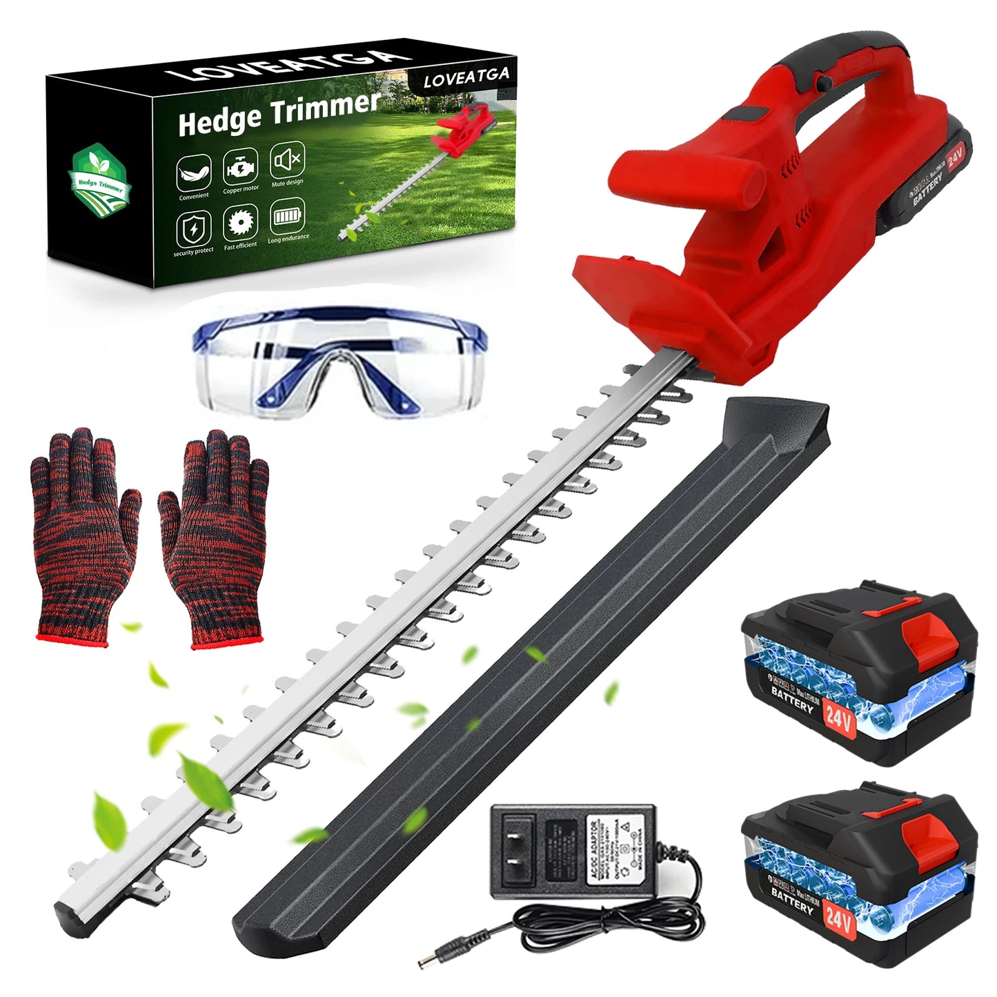 20-Inch Cordless Electric Hedge Trimmer, Double Blade, Handheld