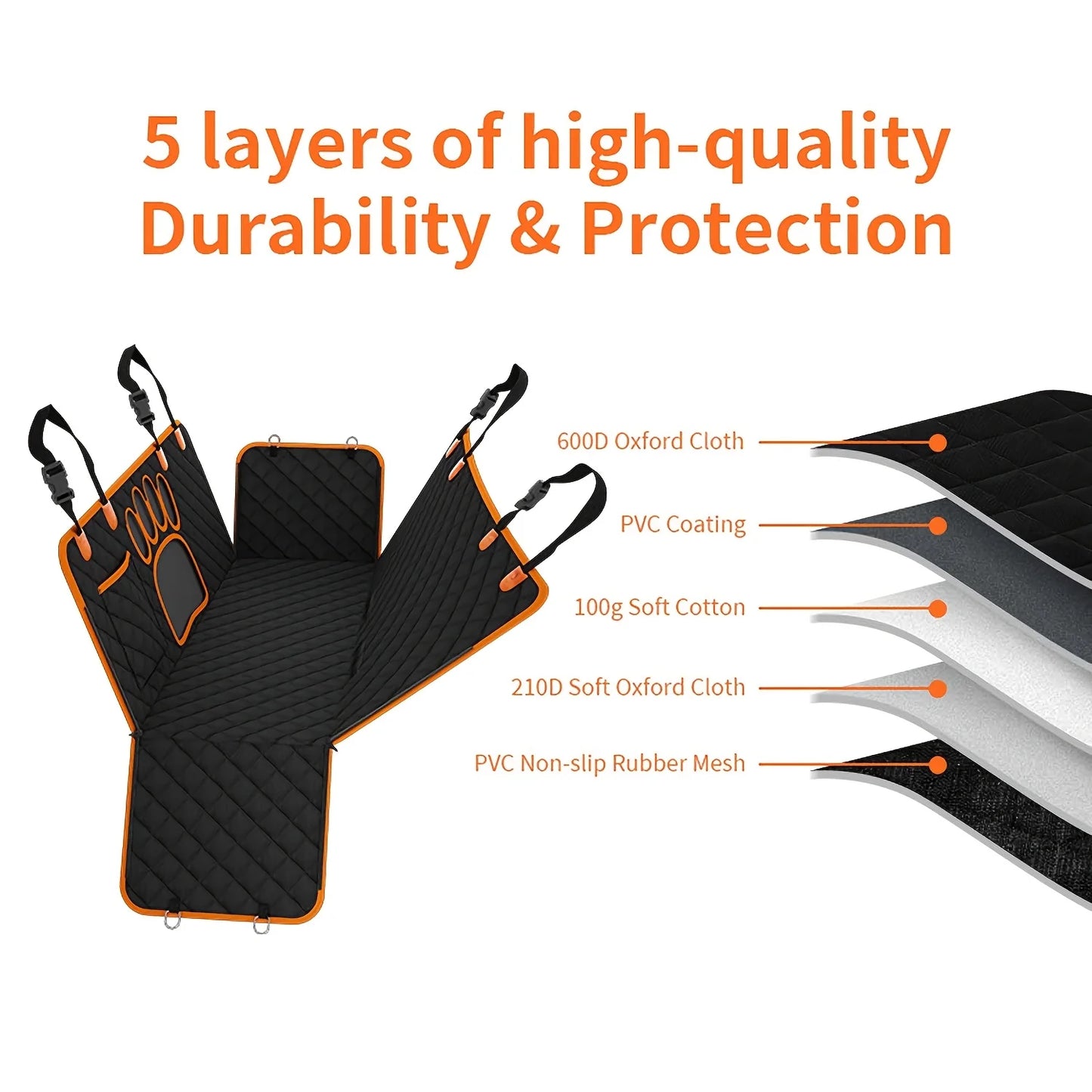 Pet Rear Car Seat Cover, Heavy Duty, Scratch Resistant, Anti Slip