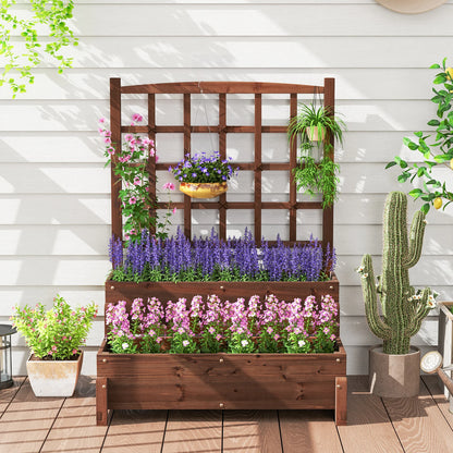 Raised Garden Bed w/Trellis, Drainage Holes, Legs, & Twisting Rope