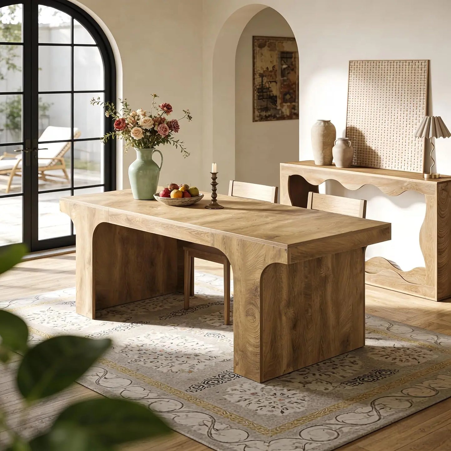 Farmhouse Modern Style Dining Table with Arch Design