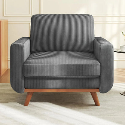 3-Seat Corduroy L-Shape Modular Sofa with Movable Ottoman,