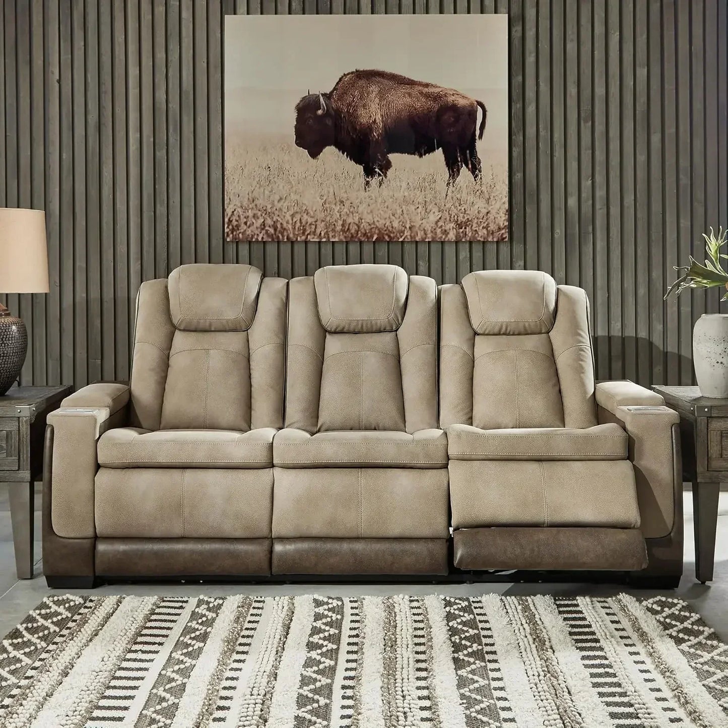 Power Reclining Sofa with Adjustable Headrest and