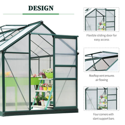 6' X 8' X 7 Aluminum Frame Walk-In Greenhouse