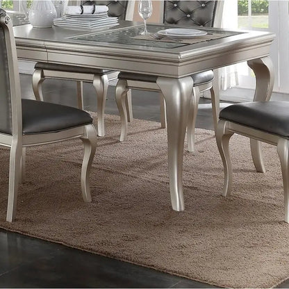 Rectangular Glass Dining Table w/  6 Tufted Chairs