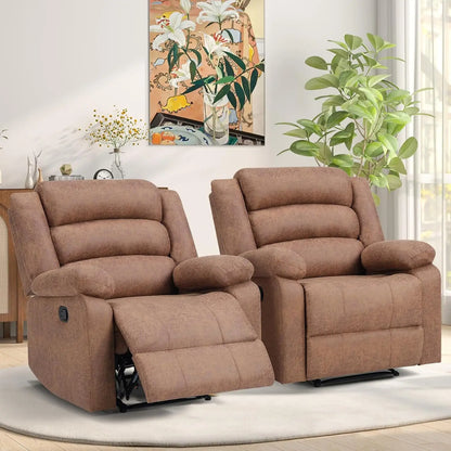 Recliner Chair Set of 2, with Overstuffed Arm and Back