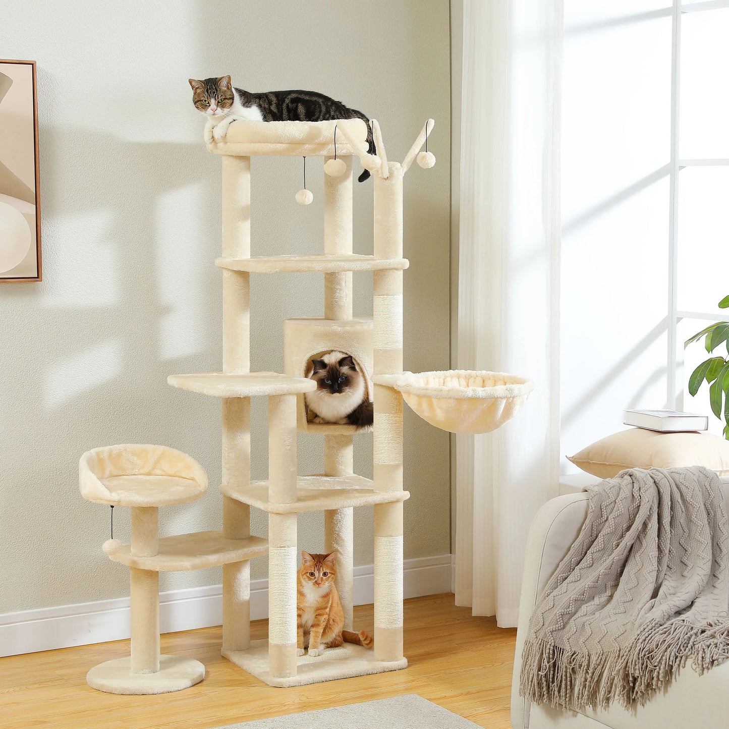 Multi-Level Cat Tree With Scratching Post and Hammock