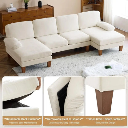 Sectional U-Shaped Sofa with Double Chaise